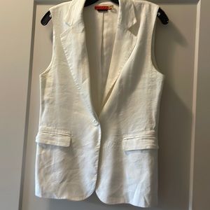 Alice + olivia white linen vest